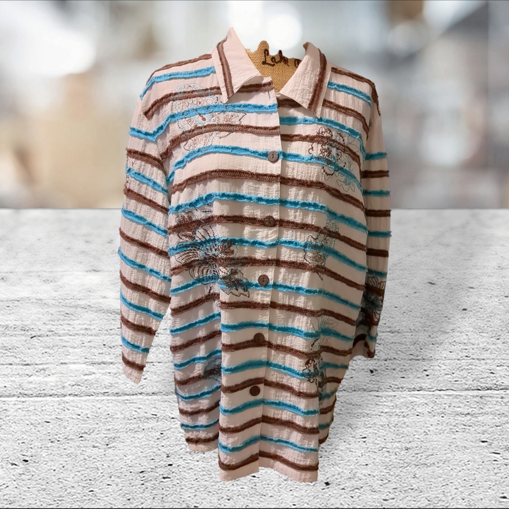 Multiples Button Down Linen Shirt/Jacket Size Xl - image 2